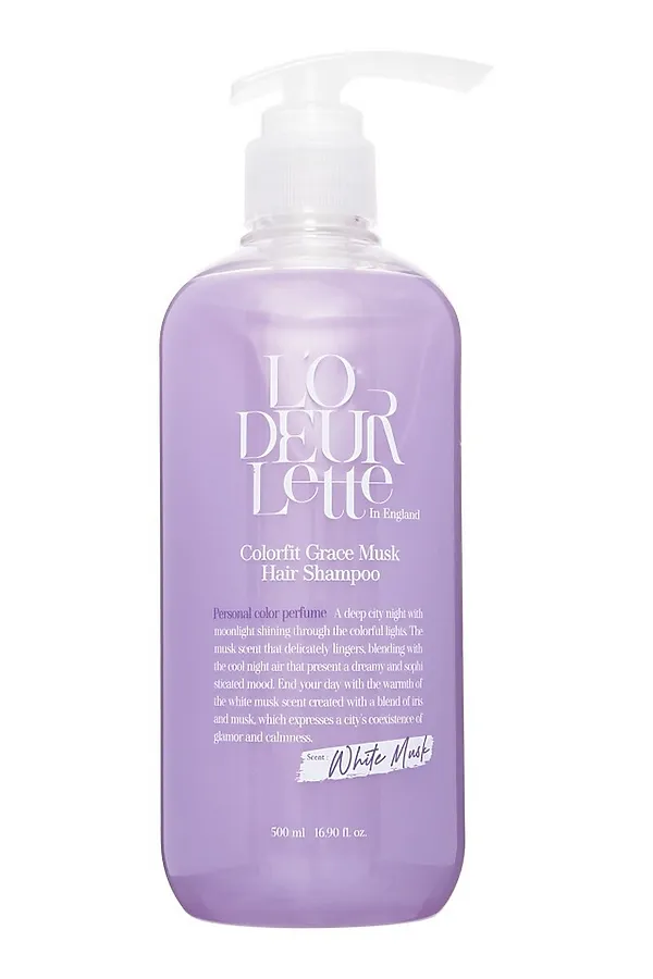LODEURLETTE Парфюмированный шампунь для волос c ароматом белого мускуса / In England Colorfit Grace Musk Hair Shampoo, 500 мл KRISTALLER, фиолетовый - фото 1