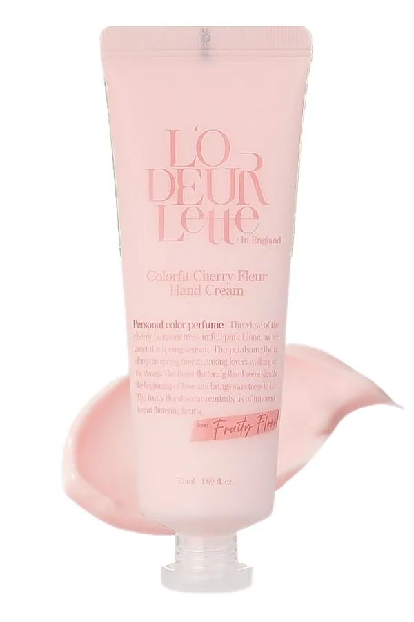 LODEURLETTE Крем для рук увлажняющий с ароматом цветка вишни / In England Colorfit Cherry Fleur Hand Cream, 50 мл KRISTALLER, розовый - фото 1