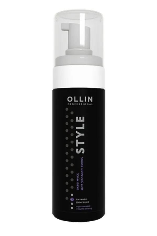Ollin Аква мусс для укладки волос сильной фиксации / STYLE Aqua Mousse Strong, 150 мл KRISTALLER, белый - фото 1