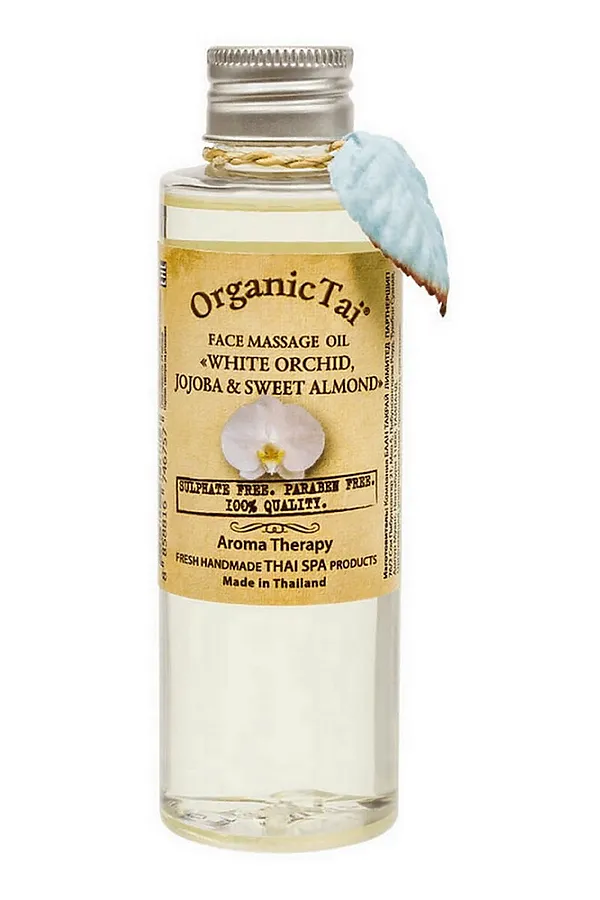 OrganicTai Массажное масло для лица «Белая орхидея, жожоба и сладкий миндаль», Face Massage Oil, 120 мл KRISTALLER, белая орхидея, жожоба и сладкий миндаль - фото 1
