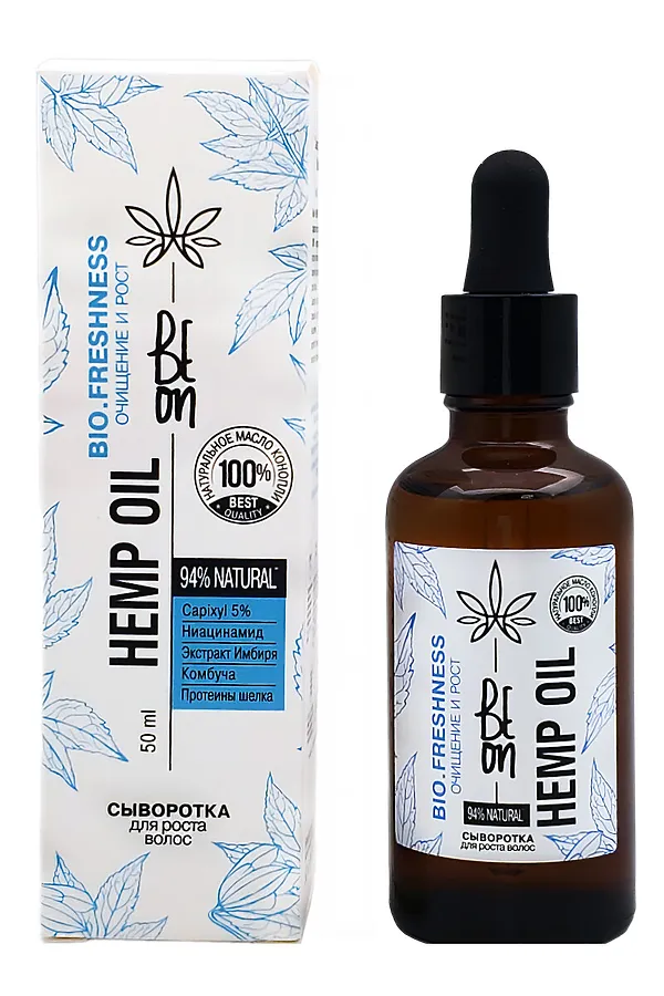 BeOn Сыворотка для роста волос / Hemp Oil (capyxil 5%), 50 мл KRISTALLER, прозрачный - фото 1