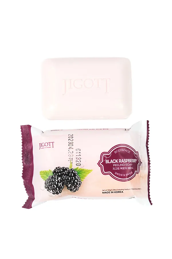 Jigott Мыло-скраб для лица и тела с экстрактом ежевики / Black Raspberry Scrub Soap, 150 г KRISTALLER, белый - фото 1