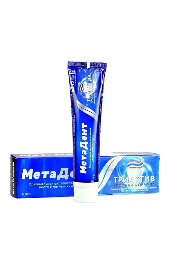 MetaDent Зубная паста: защита эмали, отбеливание, борьба с зубным налетом / Triactive, мятный вкус, 100 г KRISTALLER, белый - фото 1