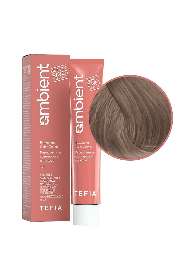 TEFIA  Ambient 8.01 Перманентная крем-краска для волос / Светлый блондин натуральный пепельный, 60 мл KRISTALLER, светлый блондин натуральный пепельный - фото 1