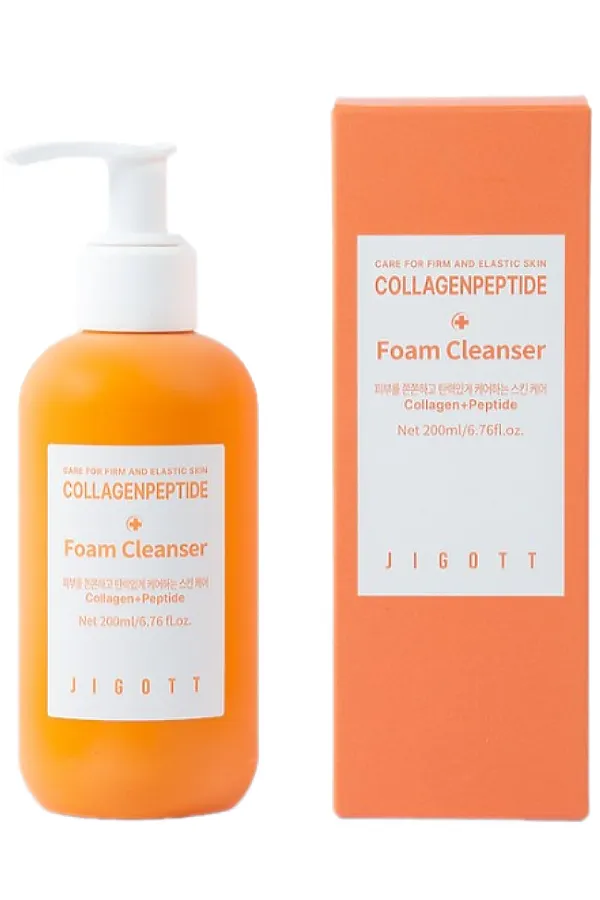 Jigott Очищающая пенка для лица с коллагеном и пептидами / Collagen + Peptide Foam Cleanser, 200 мл KRISTALLER, белый - фото 1