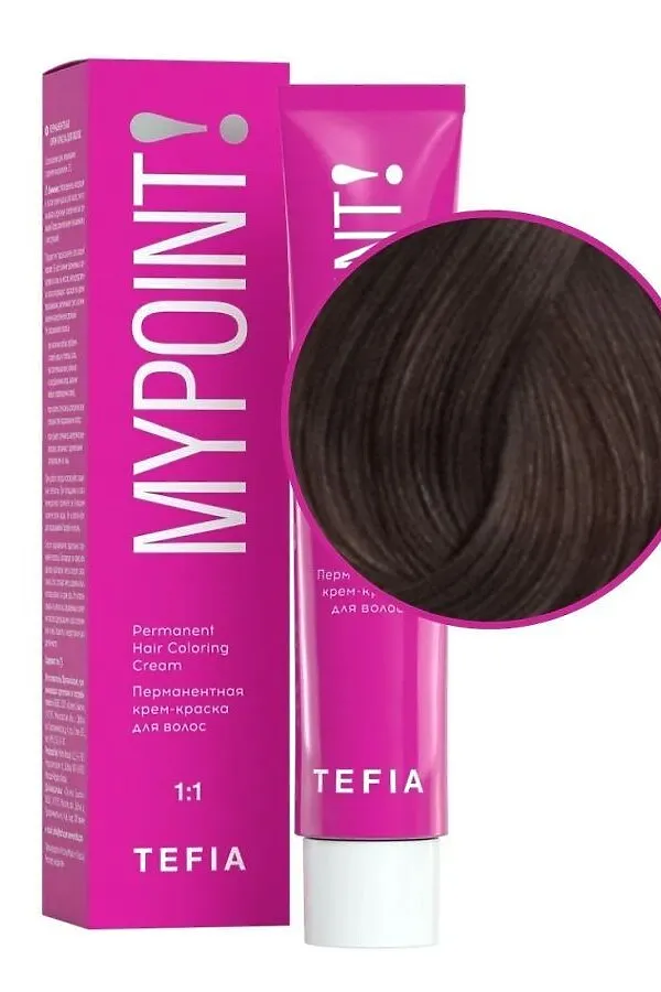 TEFIA Mypoint 6.81 Перманентная крем-краска для волос / Темный блондин коричнево-пепельный, 60 мл KRISTALLER, темный блондин коричнево-пепельный - фото 1