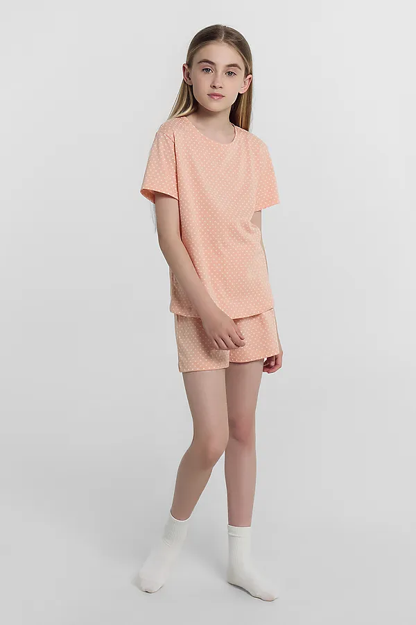 Комплект (Футболка+Шорты) MARK FORMELLE, сердечки на коралловом - фото 1