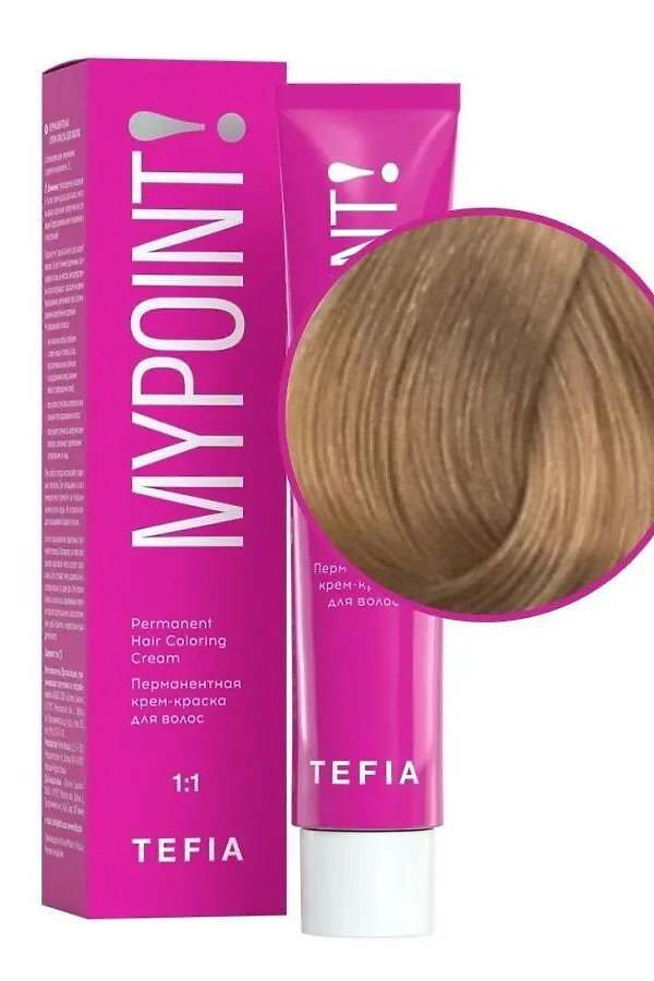 TEFIA Mypoint 8.37 Перманентная крем-краска для волос / Светлый блондин золотисто-фиолетовый, 60 мл KRISTALLER, светлый блондин золотисто-фиолетовый - фото 1