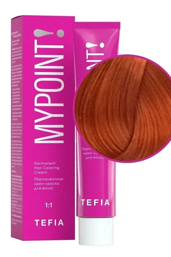 TEFIA Mypoint 8.4 Перманентная крем-краска для волос / Светлый блондин медный, 60 мл KRISTALLER, светлый блондин медный - фото 1