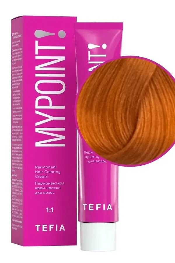 TEFIA Mypoint 9.4 Перманентная крем-краска для волос / Очень светлый блондин медный, 60 мл KRISTALLER, очень светлый блондин медный - фото 1