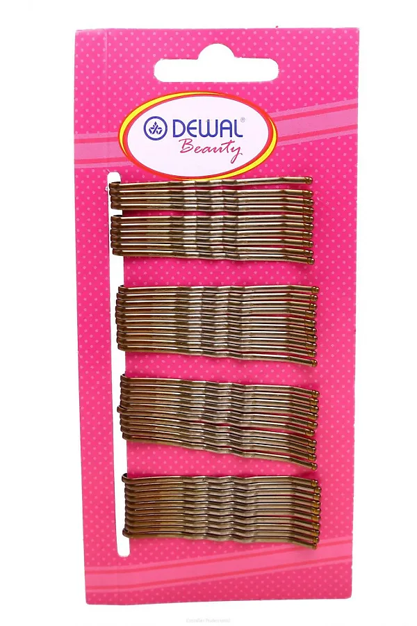 Dewal Beauty Невидимки для волос N-40BRONZ, волна, 50 мм, бронзовый, 40 шт. KRISTALLER, бронзовый - фото 1