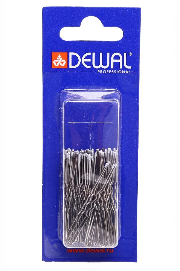 Dewal Шпильки для волос тонкие волна SLT45V-4S/60, 45 мм, серебристый, 60 шт. KRISTALLER, серебристый - фото 1