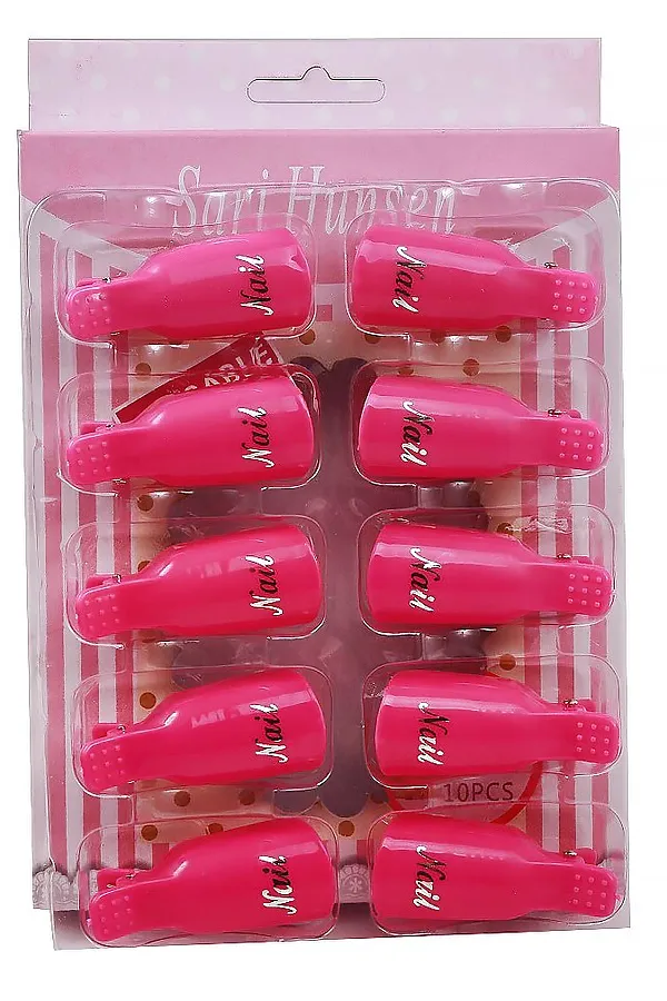 Nail Art Зажим-прищепка для снятия искусственных покрытий, 10 шт/уп, розовый KRISTALLER, розовый - фото 1