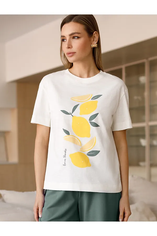 Футболка VILATTE WEAR, молочный_lemon paradise - фото 1