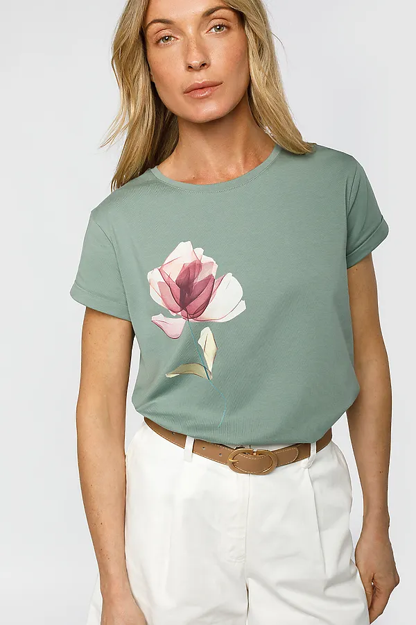Футболка VILATTE WEAR, св.оливковый_цветок - фото 1
