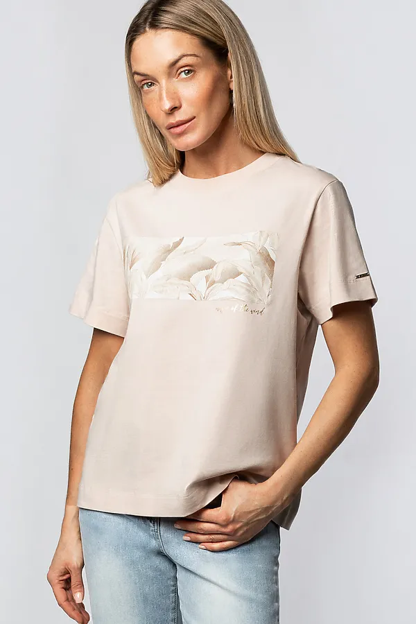 Футболка VILATTE WEAR, бежевый_листья - фото 1