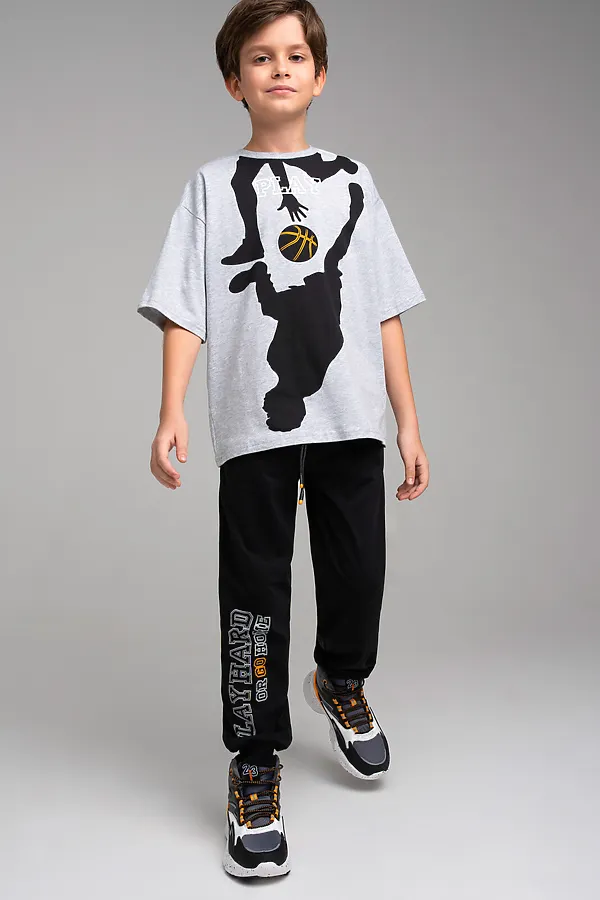 Комплект (Футболка+Брюки) PLAYTODAY, серый,черный - фото 1