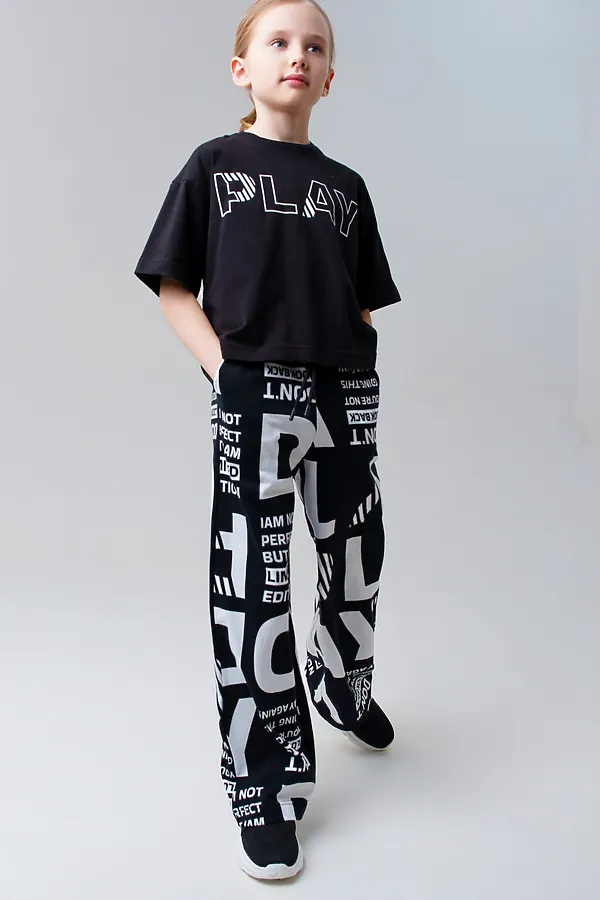Костюм (Футболка+Брюки) PLAYTODAY, черный,белый - фото 1