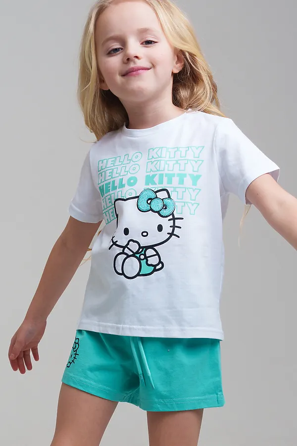 Комплект (Футболка+Шорты) PLAYTODAY, белый,голубой - фото 1