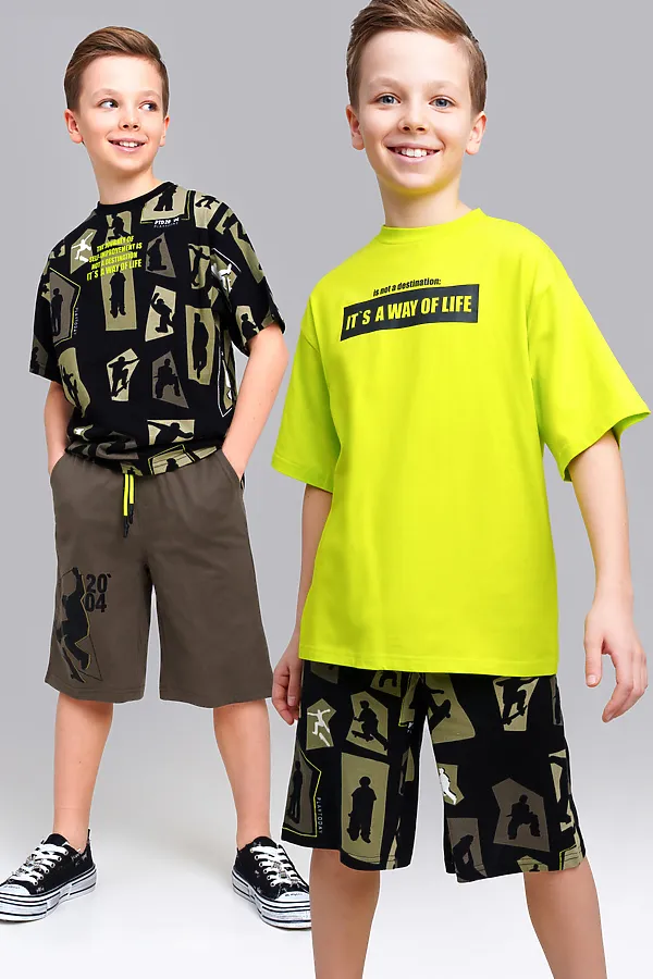 Шорты, 2 шт. PLAYTODAY, хаки,черный - фото 1