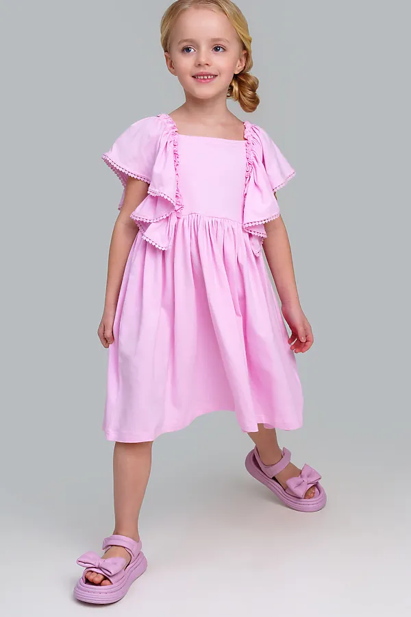 Платье трикотажное для девочек PLAYTODAY, светло-розовый - фото 1
