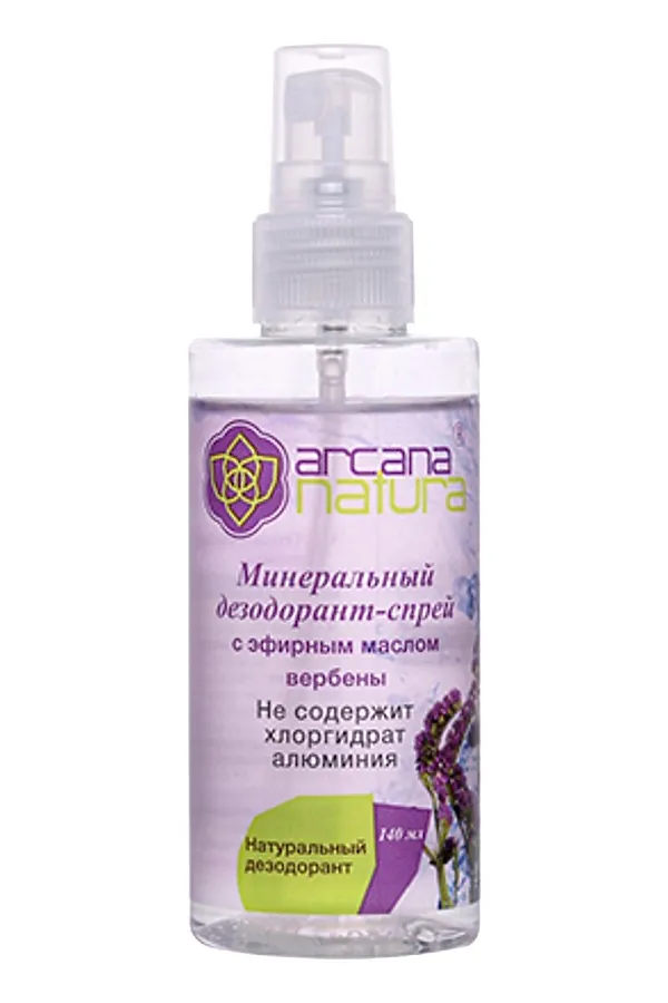 Arcana Natura Дезодорант-спрей для тела минеральный с эфирным маслом вербены, 140 мл KRISTALLER, розовый - фото 1