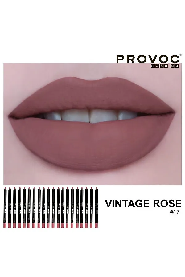 Provoc Гелевый карандаш-подводка для губ водостойкий / Semi Permanent Gel Eye Liner Filler №17 Vintage Rose, коричнево-малиновый KRISTALLER, №17 vintage rose, коричнево-малиновый - фото 1