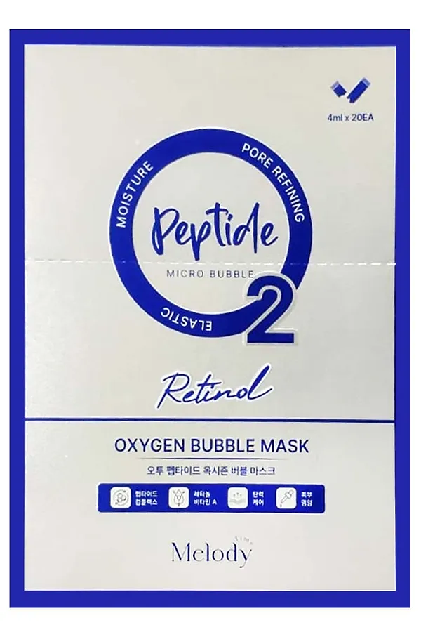 Meloso Кислородная пузырьковая маска с пептидами / Time Melody O2 Peptide Oxygen Bubble Mask, 4 мл x 20 шт. KRISTALLER, белый - фото 1