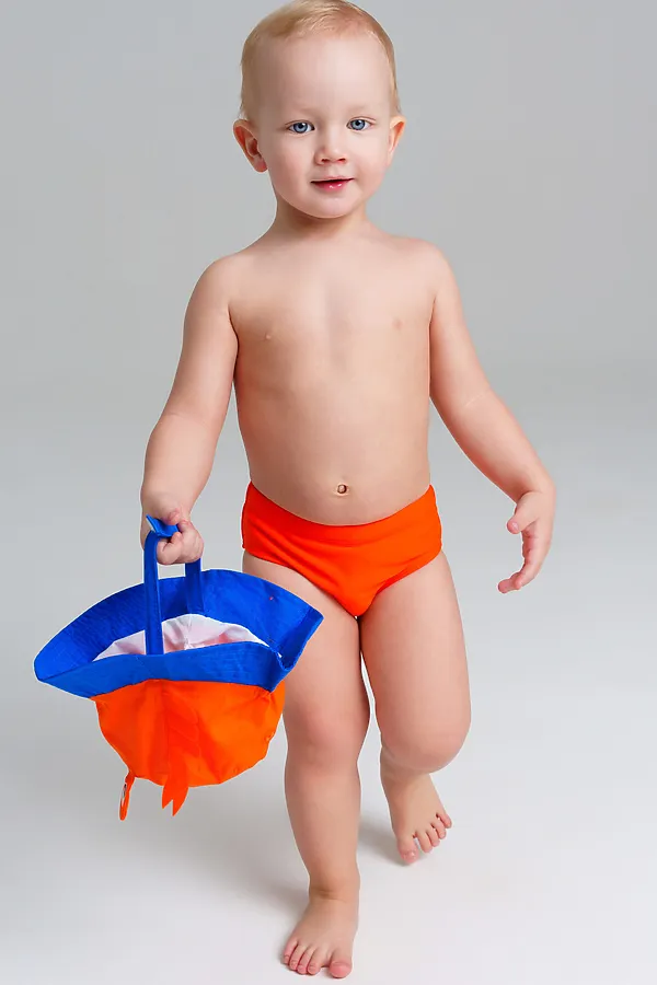 Комплект детский для мальчиков: плавки трикотажные, панама текстильная PLAYTODAY, красный,синий - фото 1