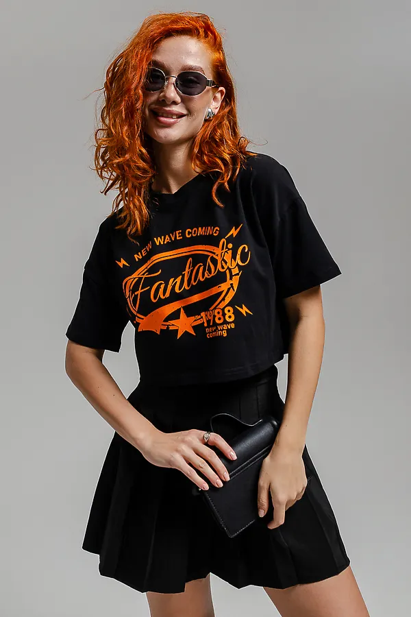 Футболка 8512/1 НАТАЛИ, черный+фантастика - фото 1