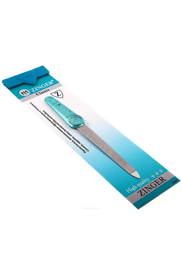 Zinger Пилка для ногтей металлическая с алмазным напылением / Classic FB-40(6") blue emb. logo №3, голубой KRISTALLER, голубой - фото 1