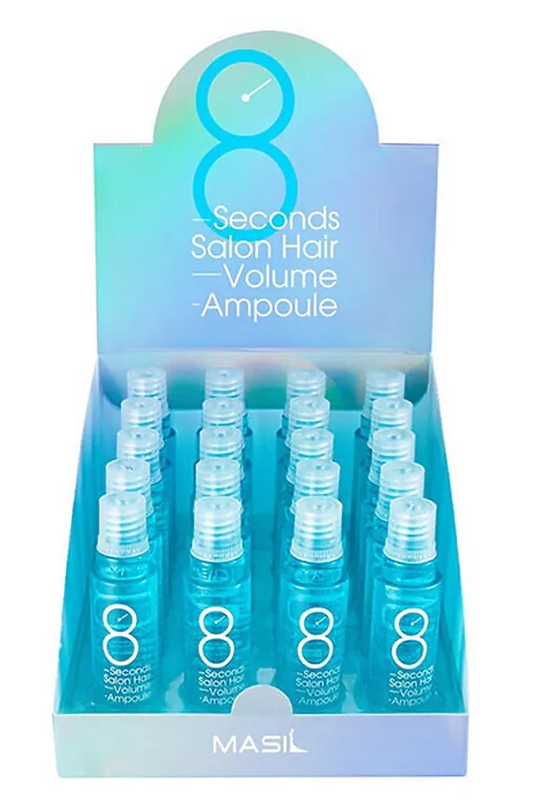 Masil Маска-филлер для увеличения объема волос / 8 Seconds Salon Hair Volume Ampoule, 20 шт. x 15 мл KRISTALLER, голубой - фото 1