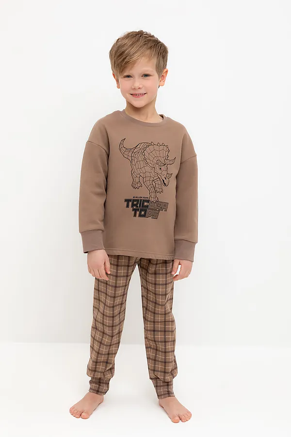 Пижама CROCKID, сосновая кора, праздничная клетка - фото 1