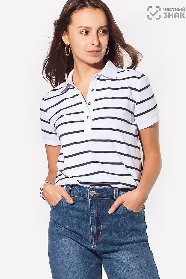 Футболка-поло VILATTE, темно-синий-белый - фото 1