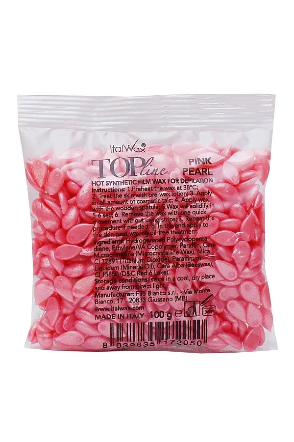 ItalWax Плёночный воск для депиляции, Top Line Pink Pearl Розовый жемчуг, 100 г KRISTALLER, розовый жемчуг - фото 1