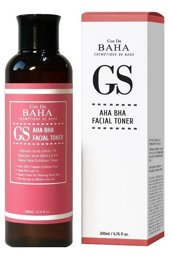 Cos De BAHA Тонер-эксфолиант с кислотами для проблемной кожи / GS AHA/BHA GS Toner, 200 мл KRISTALLER, бесцветный - фото 1