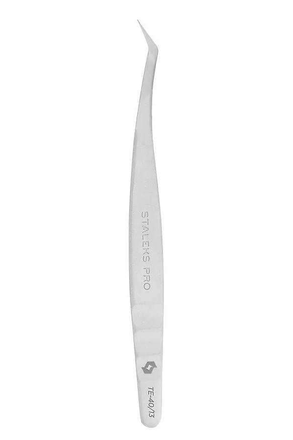 Staleks Пинцет профессиональный для ресниц / Expert 40 Type 13 (L-образный, 40′) KRISTALLER, серебристый - фото 1