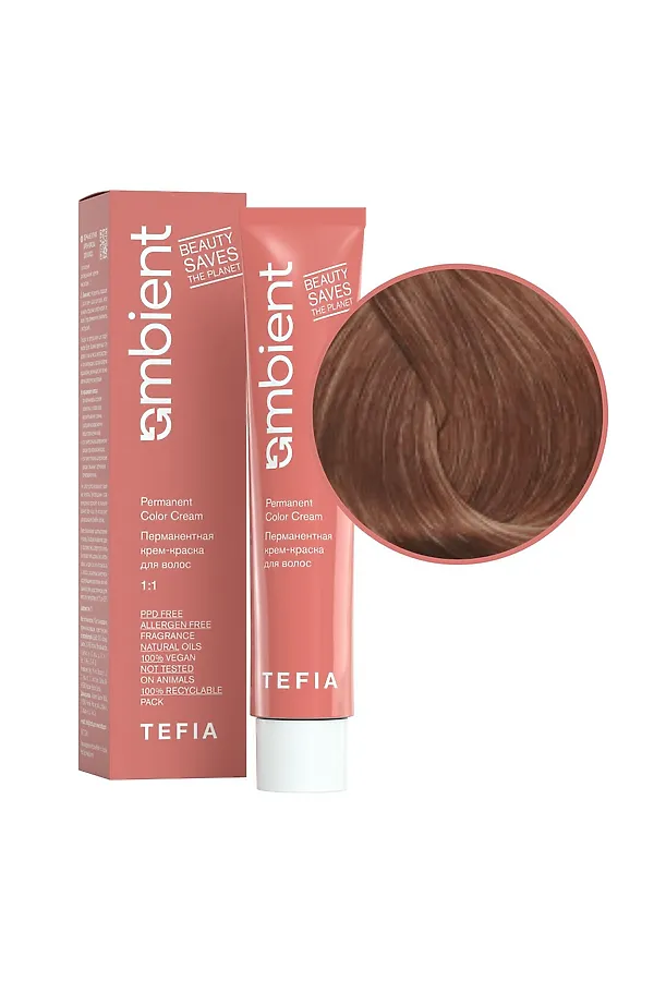 TEFIA  Ambient 8.86 Перманентная крем-краска для волос / Светлый блондин коричнево-махагоновый, 60 мл KRISTALLER, светлый блондин коричнево-махагоновый - фото 1