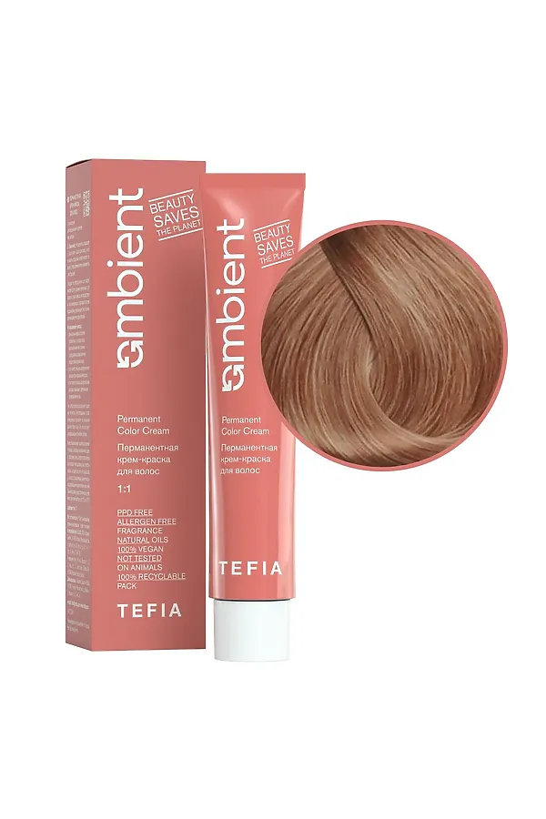 TEFIA  Ambient 9.83 Перманентная крем-краска для волос / Очень светлый блондин коричнево-золотистый, 60 мл KRISTALLER, очень светлый блондин коричнево-золотистый - фото 1