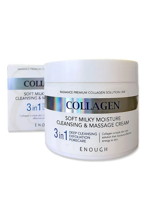 Enough Массажный очищающий крем для лица с коллагеном / Collagen 3 In 1 Cleansing & Massage Cream, 300 мл KRISTALLER, белый - фото 1