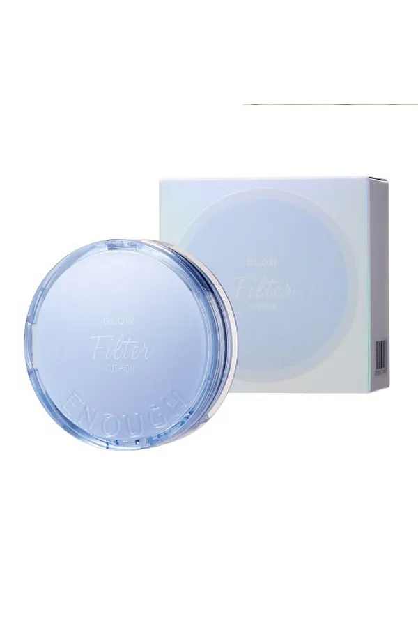 Enough Тональный кушон для лица с эффектом сияющего фильтра №21 / Glow Filter Cushion SPF 50+ PA++++, бежевый, 12 г + запаска 12 г KRISTALLER, бежевый - фото 1