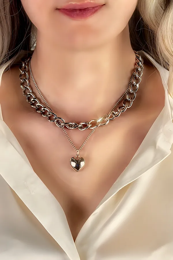 Колье Сердце двустороннее + Подарок НАТАЛИ, серебро - фото 1