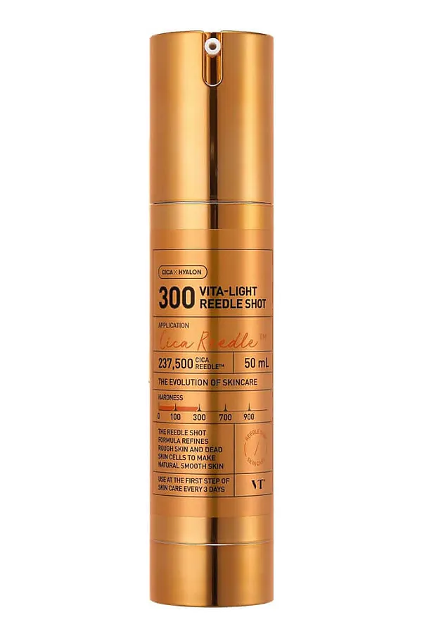 VT Cosmetics Бустер-сыворотка для лица с микроиглами и витамином C / Vita-Light Reedle Shot 300, 50 мл KRISTALLER, золотой - фото 1