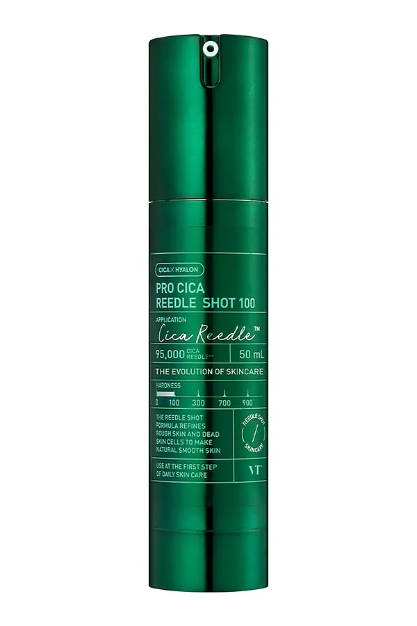 VT Cosmetics Бустер-сыворотка для чувствительной кожи для лица с микроиглами и экстрактом центеллы азиатской / Pro Cica Reedle Shot 100, 50 мл KRISTALLER, зелёный - фото 1