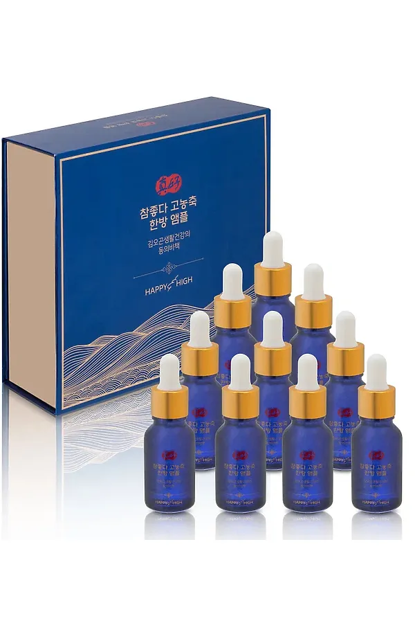 HAPPY HIGH Набор высококонцентрированных сывороток для лица с восточными травами / Highly Concentrated Oriental Herbs Ampoule, 15 мл x 10 KRISTALLER, синий - фото 1