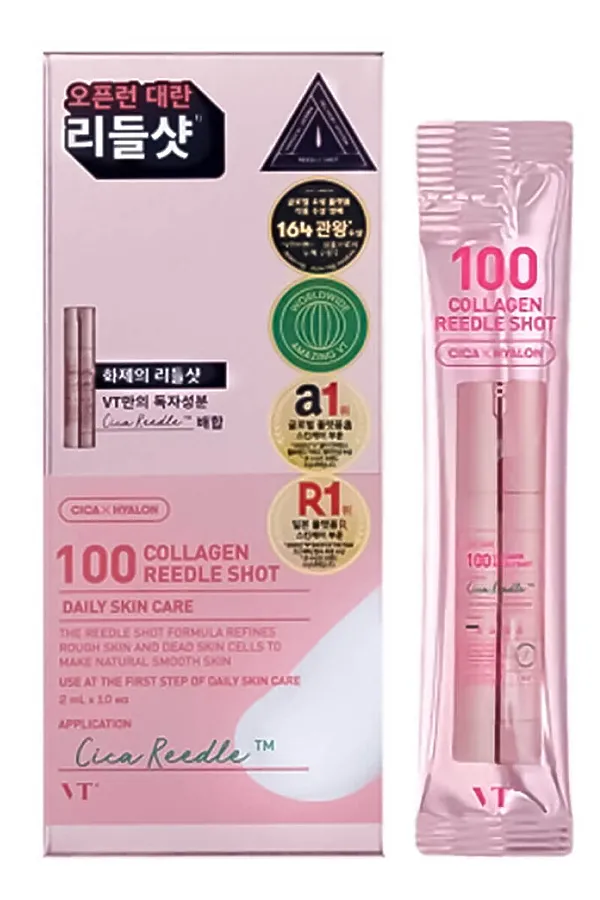 VT Cosmetics Бустер-сыворотка для лица с микроиглами и коллагеном / Collagen Reedle Shot 100 Stick, 10 x 2 мл KRISTALLER, розовый - фото 1