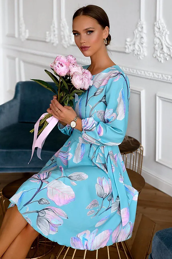 Платье LADY TAIGA, бирюзовое - фото 1