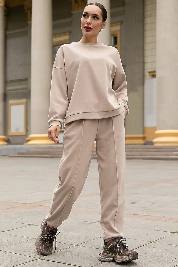 Костюм (Свитшот+Брюки) LADY TAIGA, бежевый - фото 1