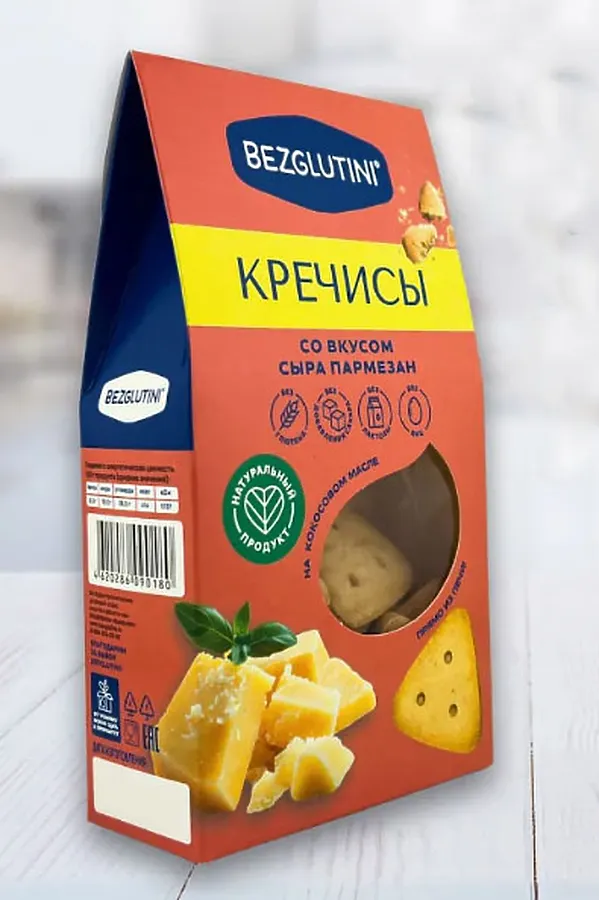 Крекеры "Кречисы" сыр пармезан Bezglutini 85г ЭКО-ПРОДУКТЫ, - - фото 1