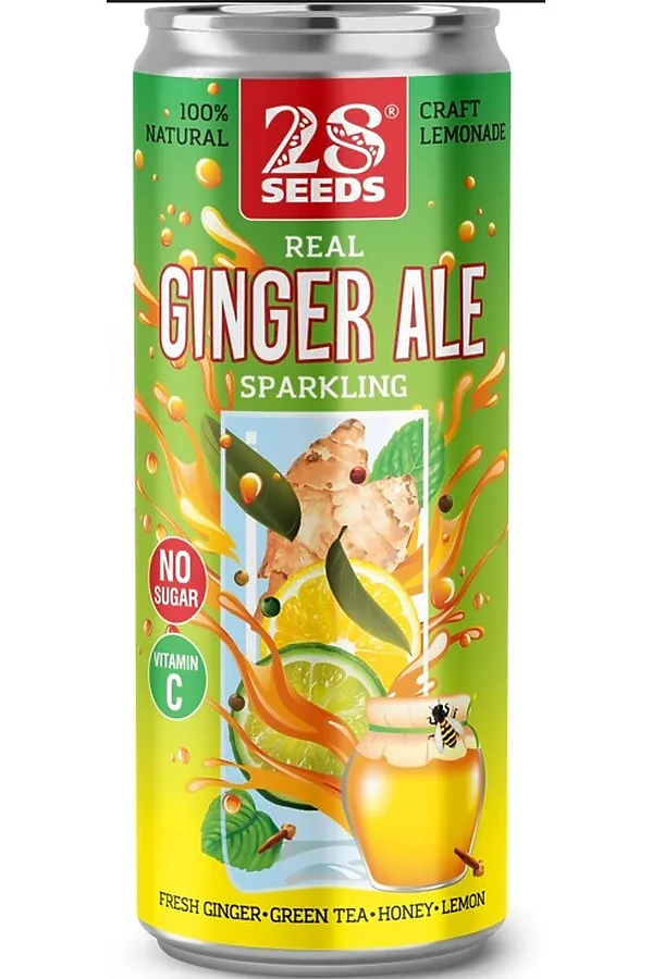 Напиток имбирный эль "Ginger ale" среднегаз. с соком, ж/б 330мл ЭКО-ПРОДУКТЫ, - - фото 1